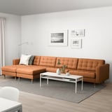LANDSKRONA Divano a 5 posti, con chaise-longue/Grann/Bomstad ocra bruna/metallo