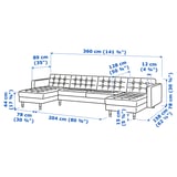 LANDSKRONA Divano a 5 posti con chaise-longue, Gunnared blu/legno/nero