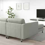LANDSKRONA Divano a 5 posti con chaise-longue, Gunnared verde chiaro/legno/nero