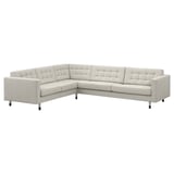 LANDSKRONA Divano angolare a 5 posti, Gunnared beige/nero/legno