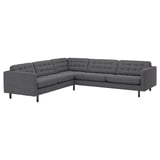 LANDSKRONA Divano angolare a 5 posti, Gunnared grigio scuro/legno/nero