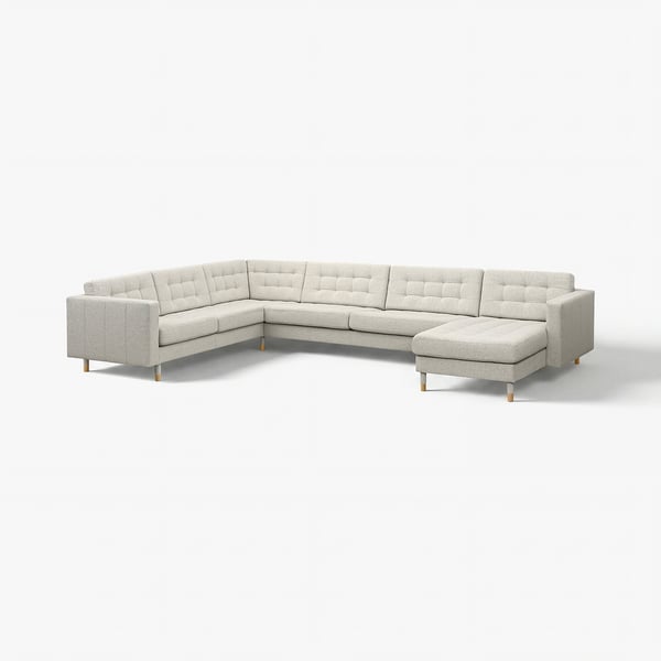 LANDSKRONA Divano angolare a 6 posti, con chaise-longue Gunnared/beige legno