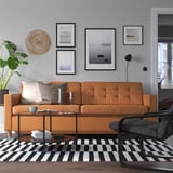 LANDSKRONA Divano letto a 3 posti, Grann/Bomstad ocra bruna/metallo