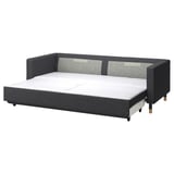 LANDSKRONA Divano letto a 3 posti, Gunnared grigio scuro/legno