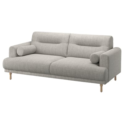 LÅNGARYD Divano a 2 posti, Lejde grigio chiaro/legno