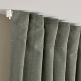 LENDA Tenda con bracciale, 2 teli, grigio chiaro-verde/con nastro arricciatende, 140x300 cm