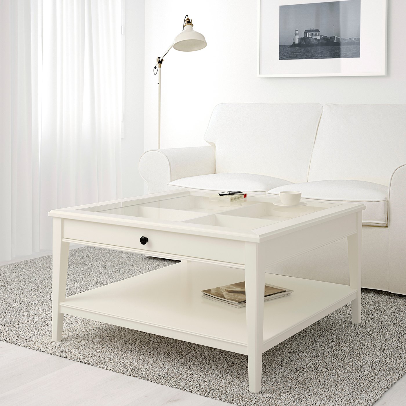 LIATORP Tavolino, bianco/vetro, 93x93 cm - IKEA Svizzera