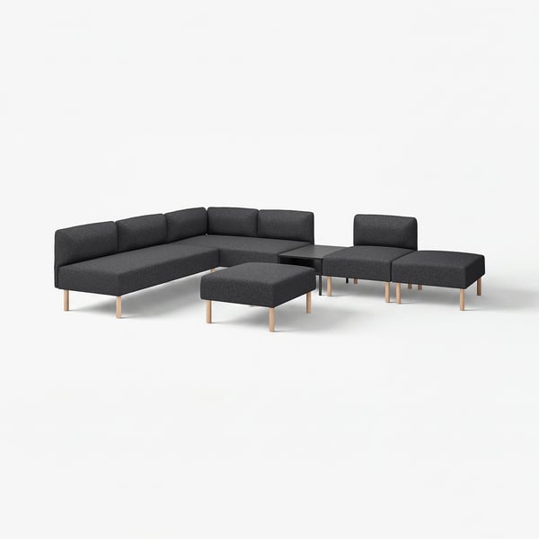 LILLEHEM Divano componibile 6 posti/tavolino, Gunnared/grigio scuro legno