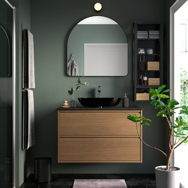 LINDBYN Specchio, nero, 80x80 cm