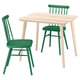 LISABO / HÖGVED Tavolo e 2 sedie, impiallacciatura di frassino/verde, 88 cm