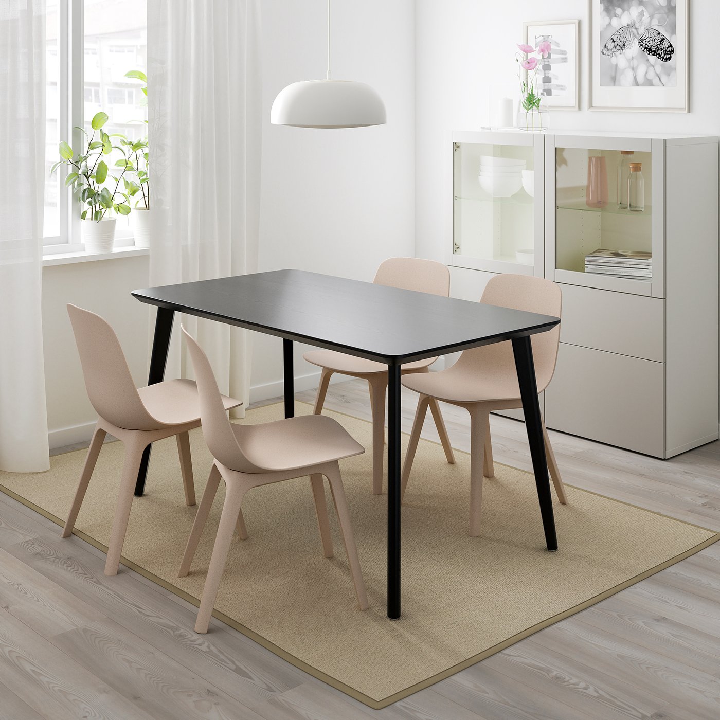 LISABO / ODGER Tavolo e 4 sedie, nero/beige, 140x78 cm - IKEA Svizzera