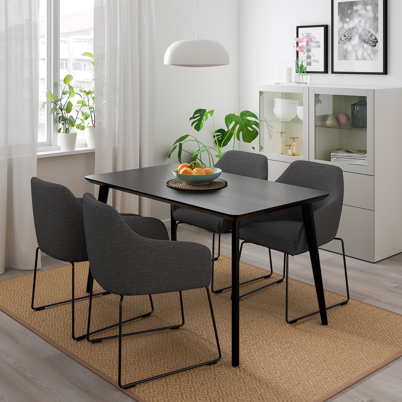 LISABO / TOSSBERG Tavolo e 4 sedie, nero/metallo nero/grigio, 140x78 cm -  IKEA Svizzera