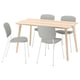 LISABO / VIHALS Tavolo e 4 sedie, impiallacciatura di frassino/bianco Tibbleby beige/grigio, 140x78 cm