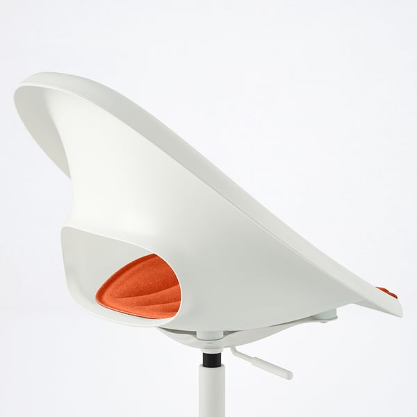 LOBERGET / MALSKÄR Sedia girevole e cuscino, bianco/arancione