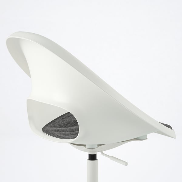 LOBERGET / MALSKÄR Sedia girevole e cuscino, bianco/grigio scuro