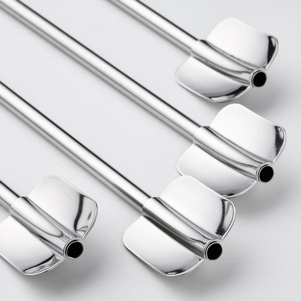 LUFTTÄT Set cannucce/cucchiai/spazzolino 5p, inox