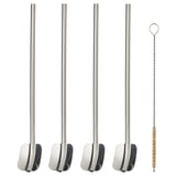 LUFTTÄT Set cannucce/cucchiai/spazzolino 5p, inox