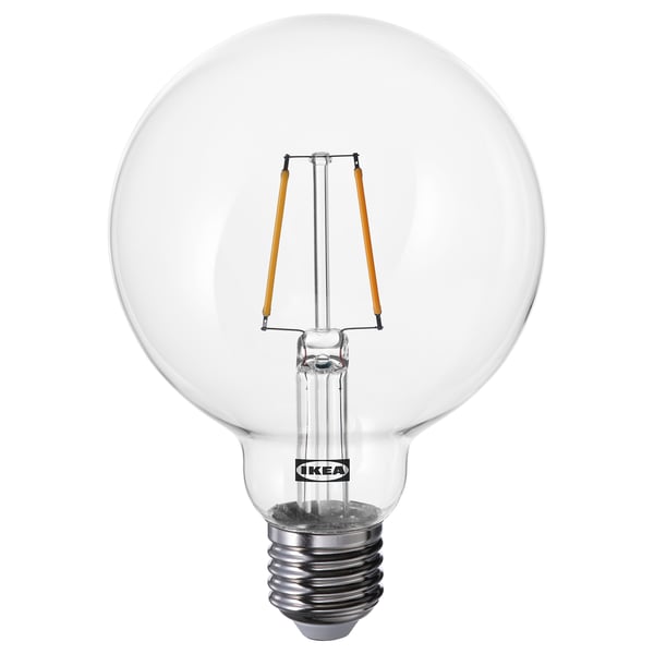 LUNNOM lampadina a LED E27 150 lumen, globo trasparente, 95 mm - IKEA  Svizzera