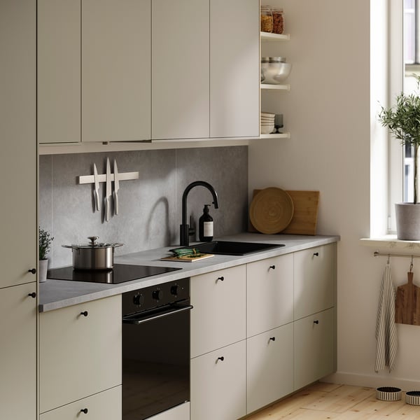 LYSEKIL Rivestimento da parete, double-face grigio chiaro/effetto cemento bianco opaco, 119.6x55 cm