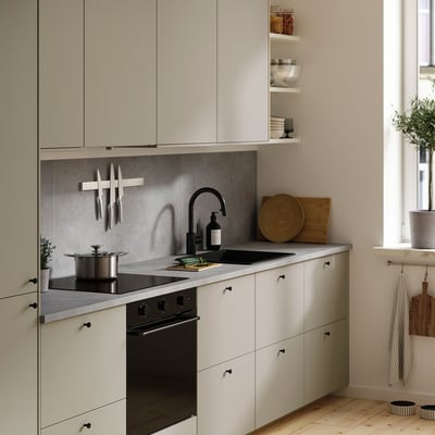 LYSEKIL Rivestimento da parete, double-face grigio chiaro/effetto cemento bianco opaco, 119.6x55 cm