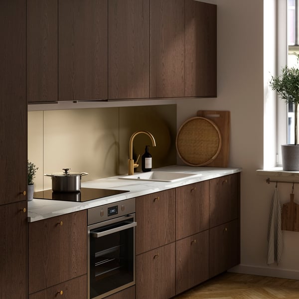 LYSEKIL Rivestimento da parete, double-face inox/ottone, 119.6x55 cm