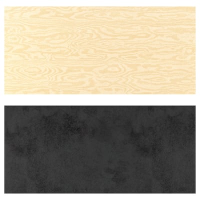LYSEKIL Rivestimento da parete, double-face nero/effetto compensato, 119.6x55 cm