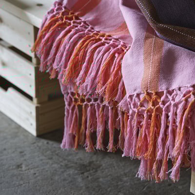 MÄVINN Plaid, rosa/arancione a righe, 110x170 cm