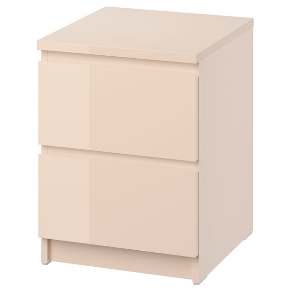 MALM Cassettiera con 2 cassetti, salmone/lucido, 40x55 cm