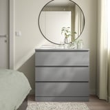 MALM Cassettiera con 3 cassetti, grigio trattato con mordente, 80x78 cm
