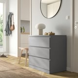 MALM Cassettiera con 3 cassetti, grigio trattato con mordente, 80x78 cm