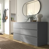 MALM Cassettiera con 6 cassetti, grigio trattato con mordente, 160x78 cm