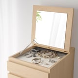 MALM Cassettiera con 6 cassetti, impiallacciato rovere mord bianco/vetro a specchio, 40x123 cm
