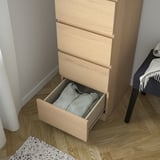 MALM Cassettiera con 6 cassetti, impiallacciato rovere mord bianco/vetro a specchio, 40x123 cm