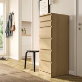 MALM Cassettiera con 6 cassetti, impiallacciato rovere mord bianco/vetro a specchio, 40x123 cm