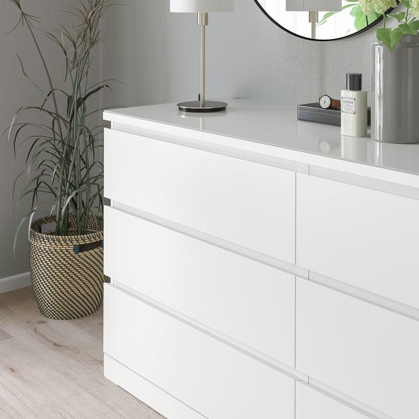 MALM Piano in vetro, bianco, 160x48 cm