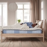 MALM Struttura letto con materasso, impiallacciato rovere mord bianco/Valevåg semirigido, 180x200 cm
