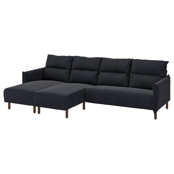 MANNARP Divano a 4 posti con chaise-longue, Saxemara blu-nero