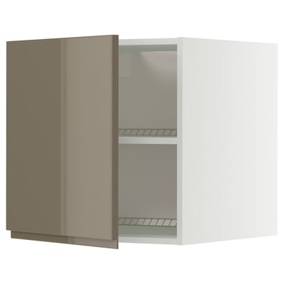METOD Elemento top per frigo/congelatore, bianco/Voxtorp grigio-marrone scuro lucido, 60x60 cm