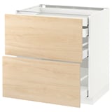 METOD / MAXIMERA Mob 2front/2casset bass/1med/1alt, bianco/Askersund effetto frassino chiaro, 80x60 cm
