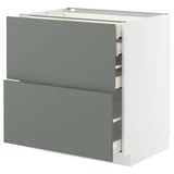 METOD / MAXIMERA Mob 2front/2casset bass/1med/1alt, bianco/Nickebo grigio-verde opaco, 80x60 cm