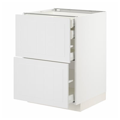 METOD / MAXIMERA Mob 2front/2casset bass/1med/1alt, bianco/Stensund bianco, 60x60 cm