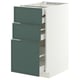 METOD / MAXIMERA Mob 3front/2casset bas/1med/1alt, bianco/Aspudden grigio scuro-verde, 40x60 cm