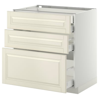 METOD / MAXIMERA Mob 3front/2casset bas/1med/1alt, bianco/Bodbyn bianco sporco, 80x60 cm