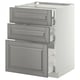METOD / MAXIMERA Mob 3front/2casset bas/1med/1alt, bianco/Bodbyn grigio, 60x60 cm