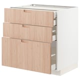 METOD / MAXIMERA Mob 3front/2casset bas/1med/1alt, bianco/Fröjered bambù chiaro, 80x60 cm