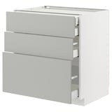 METOD / MAXIMERA Mob 3front/2casset bas/1med/1alt, bianco/Havstorp grigio chiaro, 80x60 cm