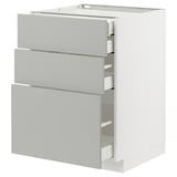 METOD / MAXIMERA Mob 3front/2casset bas/1med/1alt, bianco/Havstorp grigio chiaro, 60x60 cm