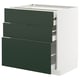 METOD / MAXIMERA Mob 3front/2casset bas/1med/1alt, bianco/Havstorp verde intenso, 80x60 cm