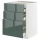 METOD / MAXIMERA Mob 3front/2casset bas/1med/1alt, bianco/Kallarp grigio-verde scuro lucido, 60x60 cm