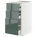 METOD / MAXIMERA Mob 3front/2casset bas/1med/1alt, bianco/Kallarp grigio-verde scuro lucido, 40x60 cm